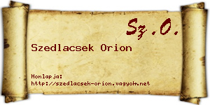 Szedlacsek Orion névjegykártya